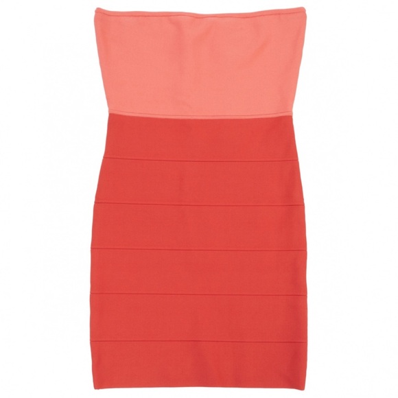 BCBG strapless tube dress size small bandage dress orange color block - Picture 4 of 7